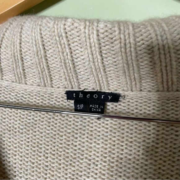THEORY 100% Cashmere Button Down Long Cardigan‎ Funnel Neck Turtleneck Sweater S - Picture 3 of 8